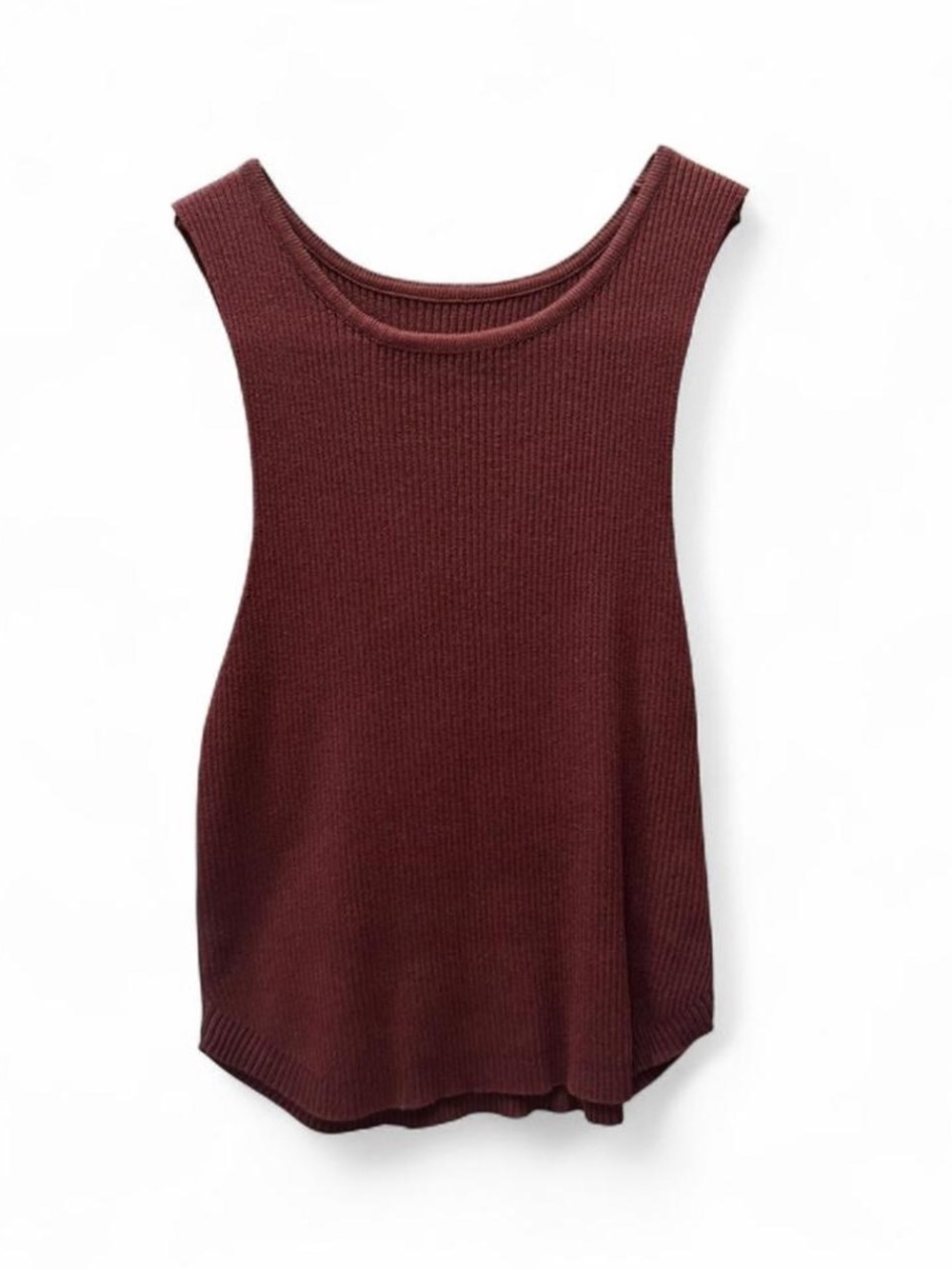 Burgundy ribbed knit tank top